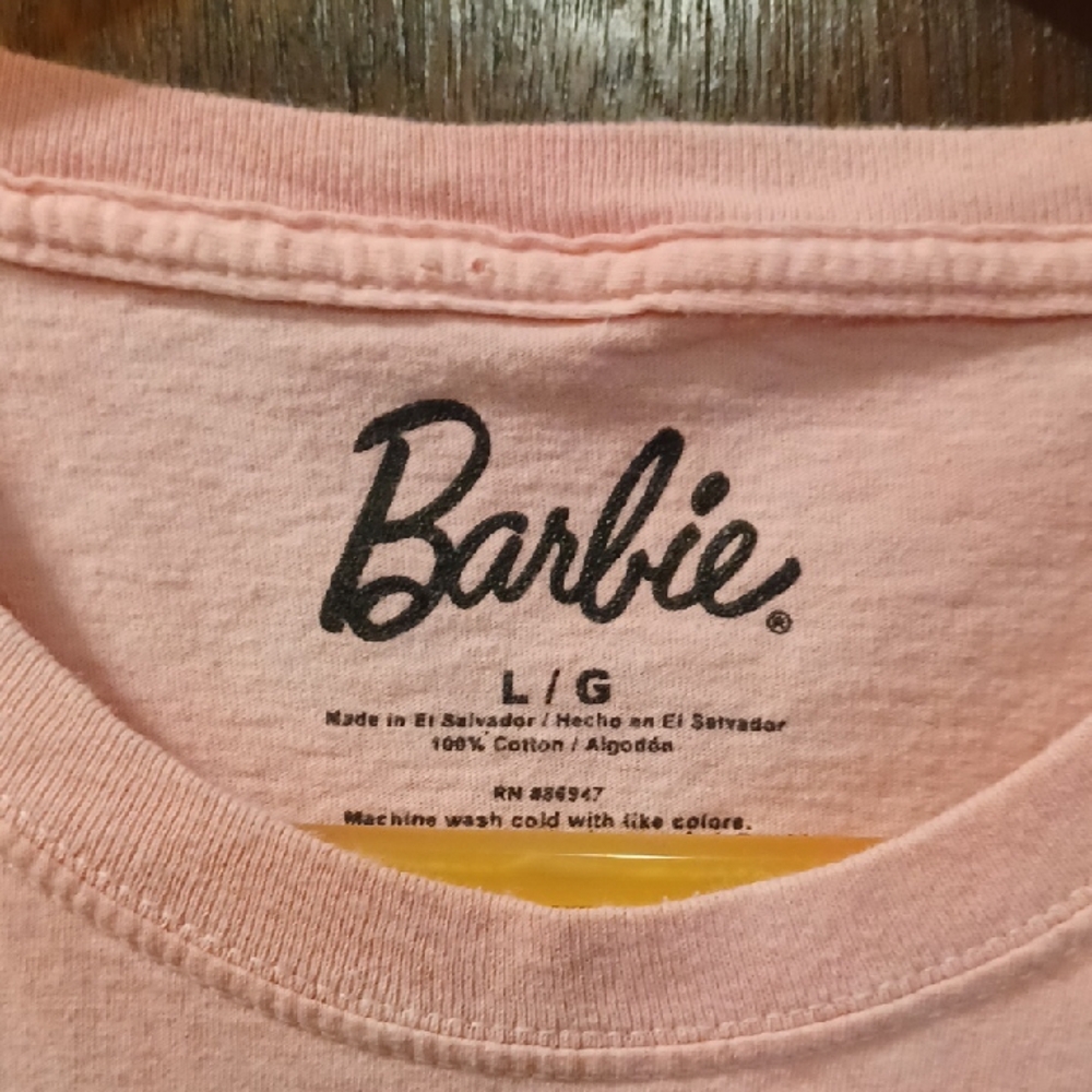 Barbie Dream Car Pink And White Tye Dye Tee Shirt. Size L - Picture 2 of 10